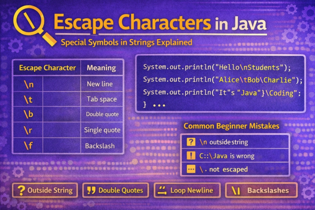 5-Escape Characters in Java – Complete Guide with Examples, Tricks & Common Confusions